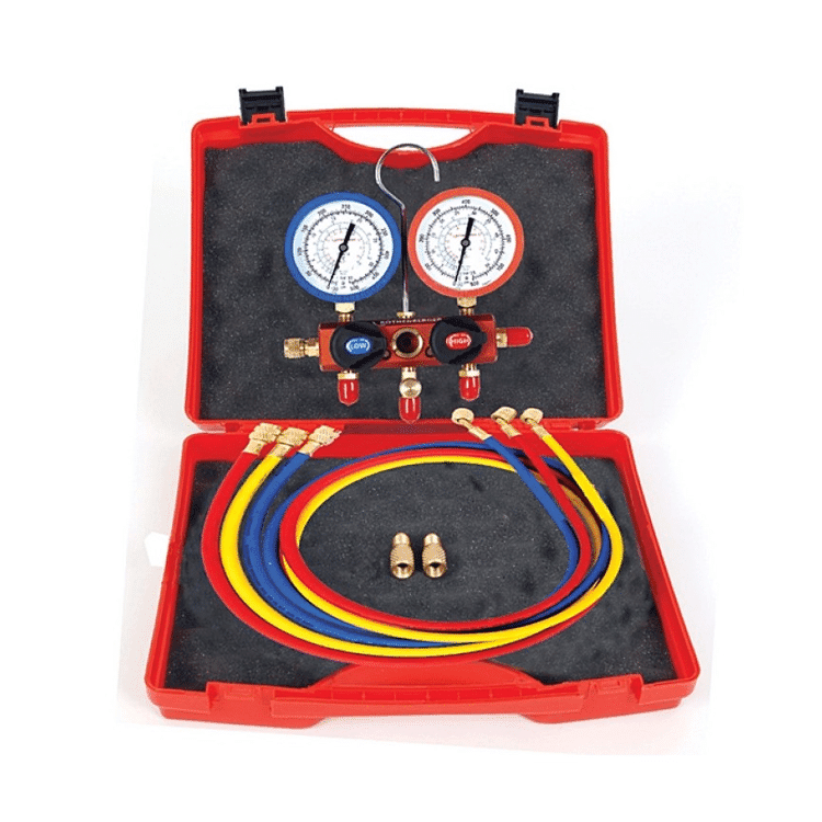 5 Hortumlu Çantalı Manifold Seti R22/R410A/R404A Kod:1000050067 90 CM Hortumlu