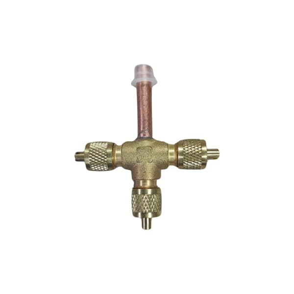 7/16-20UNF, With Copper Tube(1/4',30 MM) Üçlü Şarj Valfi Istavroz